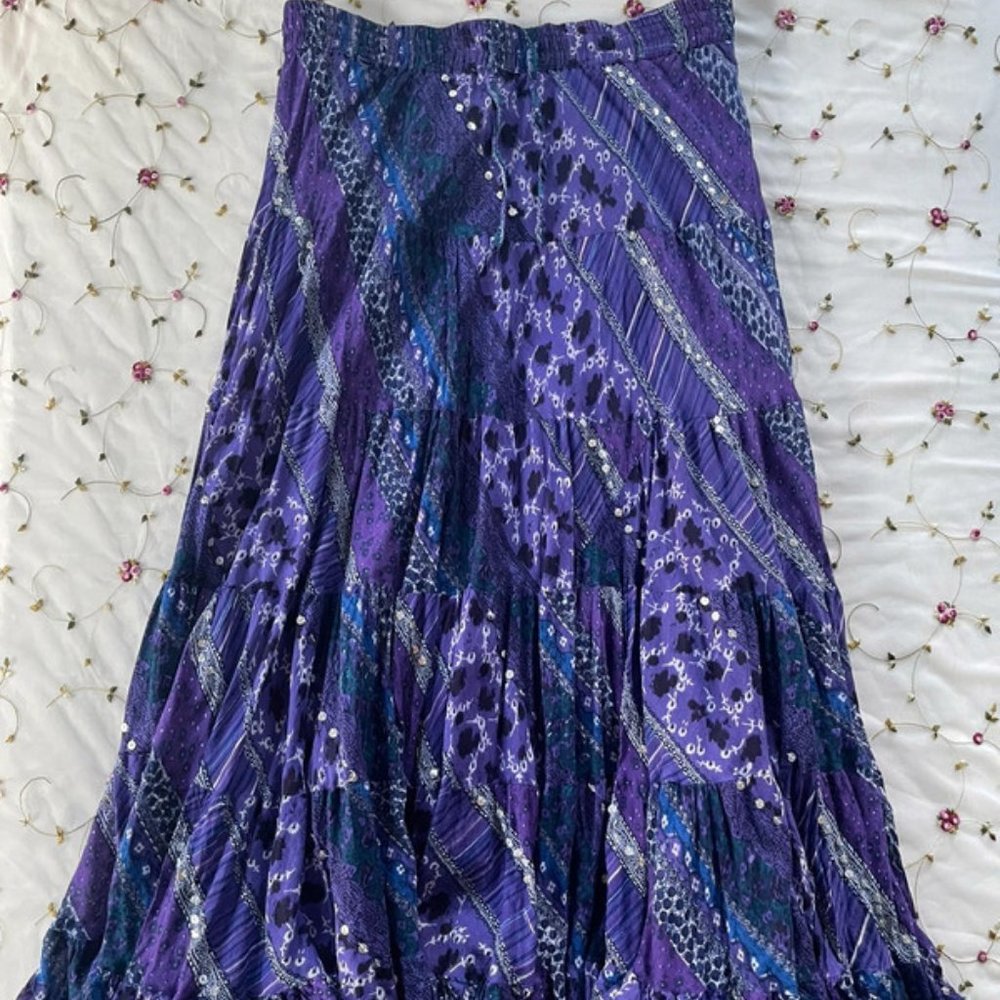 vintage purple tiered maxi skirt